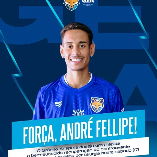 Grêmio Anápolis deseja boa recuperação ao centroavante André Fellipe após cirurgia