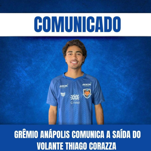 Grêmio Anápolis comunica a saída do volante Thiago Corazza