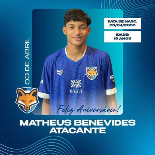 Grêmio Anápolis parabeniza o atacante Matheus Benevides pelo aniversário de 19 anos