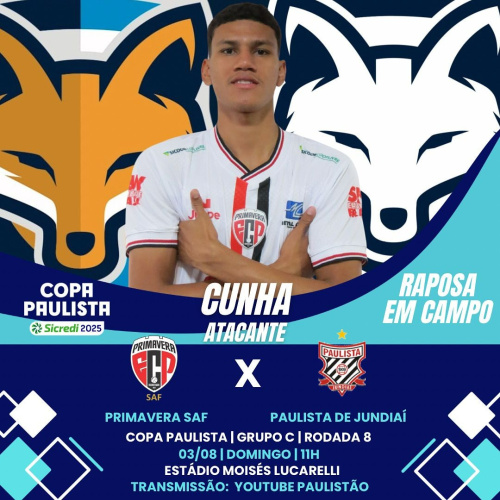 Cunha é novamente relacionado e pode estrear pelo Primavera/SP, na Copa Paulista 2025