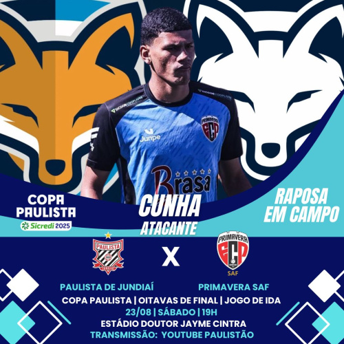 Cunha está relacionado pelo Primavera para o primeiro jogo das quartas de final da Copa Paulista