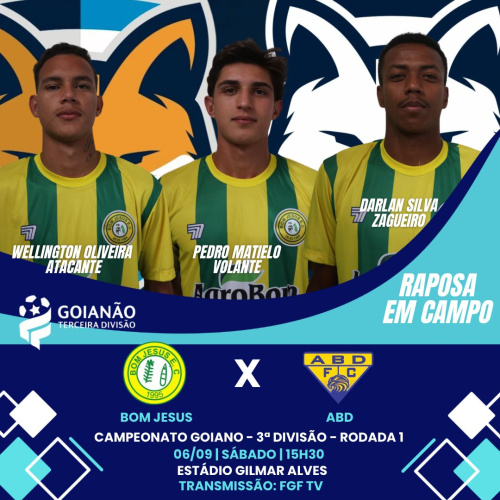 Quatro atletas do GEA podem ir a campo no jogo entre Bom Jesus e ABD pela terceira divisão goiana