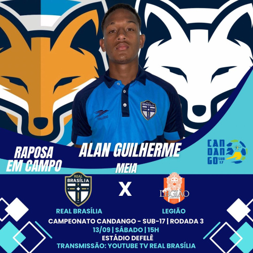 Meia Alan Guilherme é relacionado pela 3ª vez consecutiva pelo sub-17 do Real Brasília