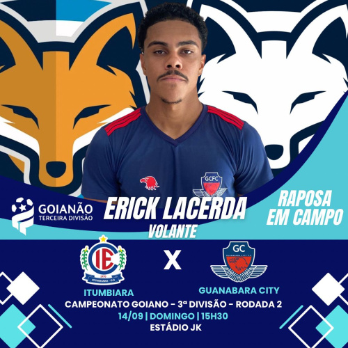 Erick Lacerda pode atuar pelo Guanabara City, contra o Itumbiara pela 3ª divisão goiana
