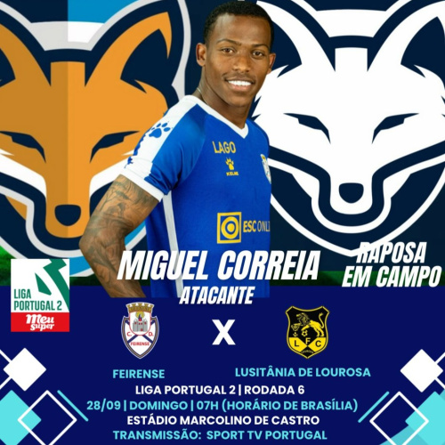 Miguel Correia é relacionado pelo Feirense, pela sexta rodada da Liga Portugal 2