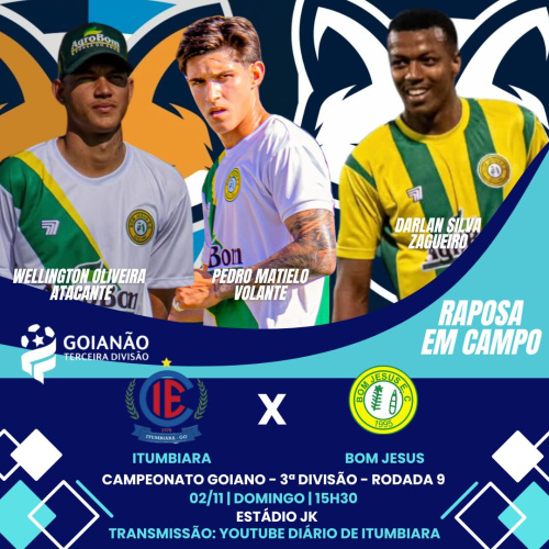 Darlan Silva, Pedro Matielo e Wellington Oliveira podem jogar pelo Bom Jesus contra o Itumbiara