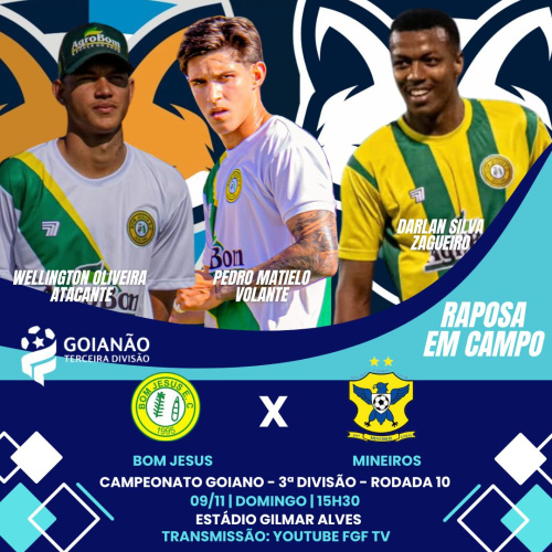 Quatro atletas do GEA atuam no confronto entre Bom Jesus x Mineiros pela terceira divisão goiana